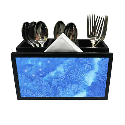 Cutlery Tissue Holder Napkin Stand -  Arctic Space Dark Blue Watercolor Nutcase