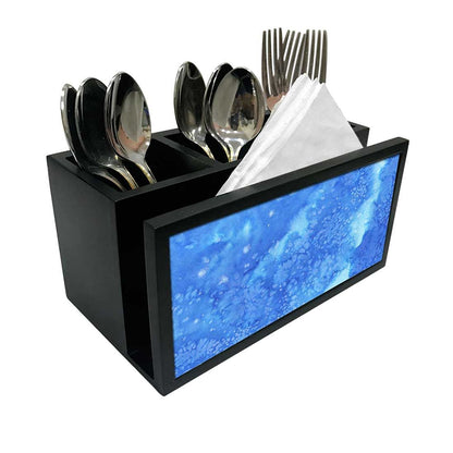 Cutlery Tissue Holder Napkin Stand -  Arctic Space Dark Blue Watercolor Nutcase