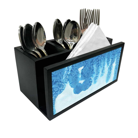 Cutlery Tissue Holder Napkin Stand -  Arctic Blue Space Watercolor Nutcase