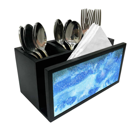 Cutlery Tissue Holder Napkin Stand -  Arctic Space Blue Shades Watercolor Nutcase
