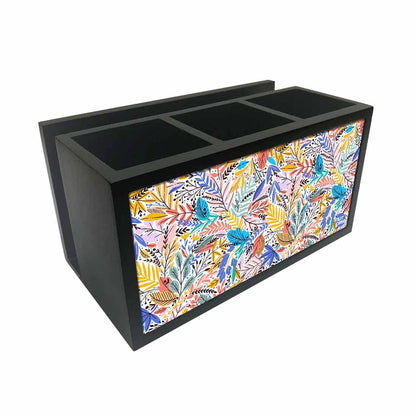 Cutlery Tissue Holder Napkin Stand -  Jungle Yellow Multicolor Florals Nutcase