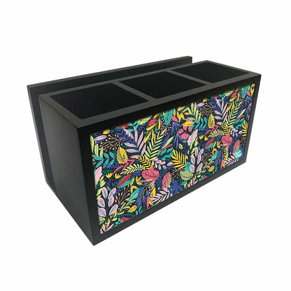 Cutlery Tissue Holder Napkin Stand -  Colorful Jungle Green Florals Nutcase