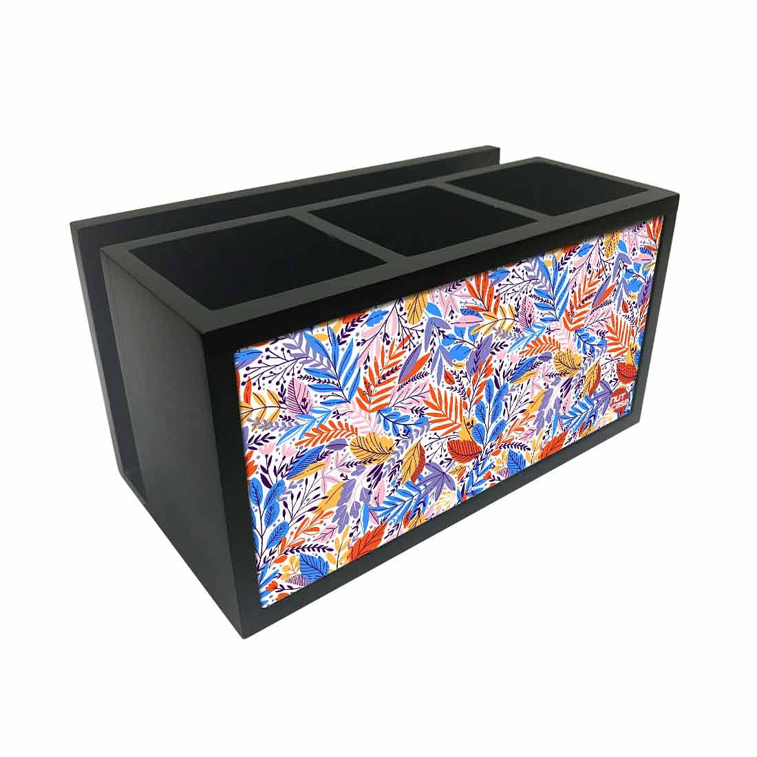 Cutlery Tissue Holder Napkin Stand -  Jungle Blue Multicolor Florals Nutcase