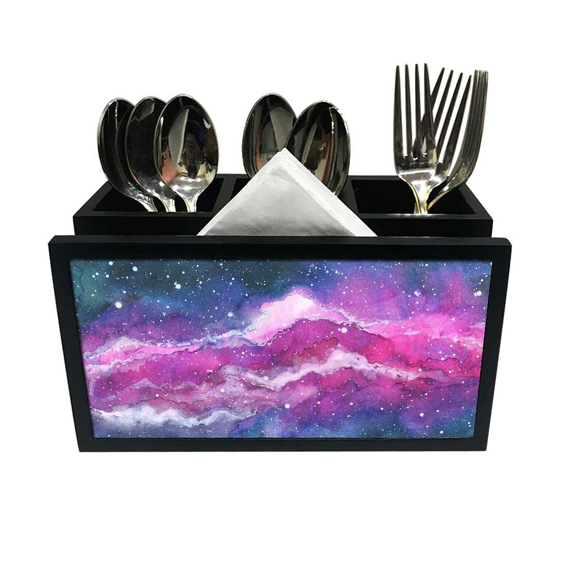 Cutlery Tissue Holder Napkin Stand -  Space Purple Watercolor Nutcase