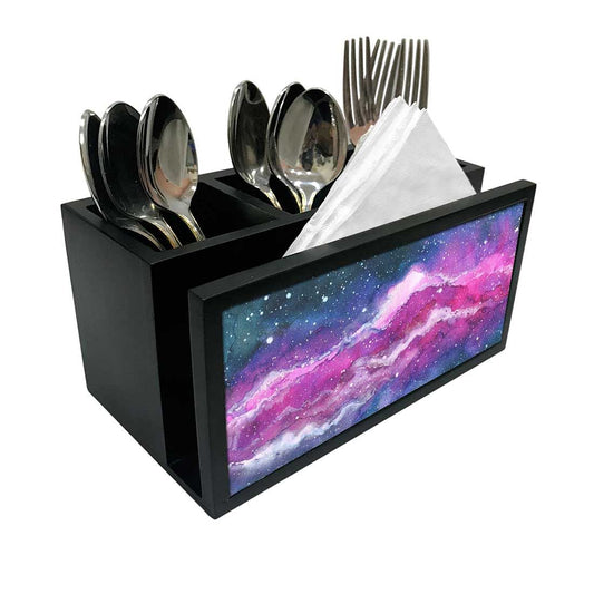 Cutlery Tissue Holder Napkin Stand -  Space Purple Watercolor Nutcase