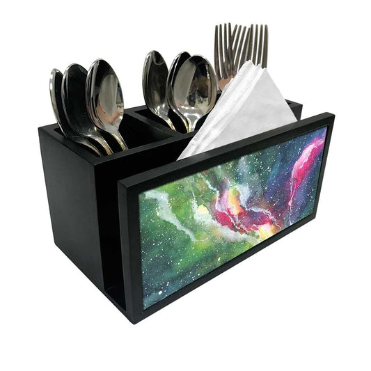 Cutlery Tissue Holder Napkin Stand -  Space Green Watercolor Nutcase