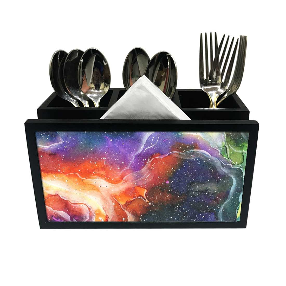 Cutlery Tissue Holder Napkin Stand -  Space Multi Watercolor Nutcase