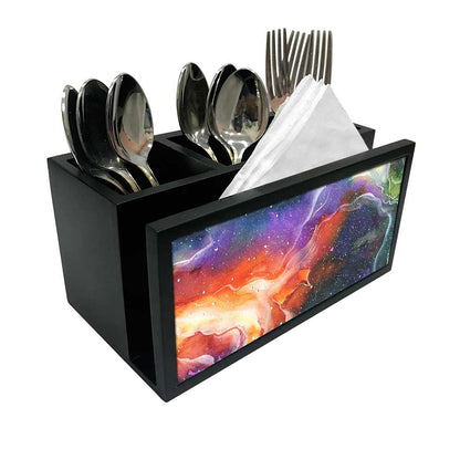 Cutlery Tissue Holder Napkin Stand -  Space Multi Watercolor Nutcase