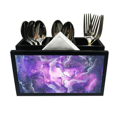 Cutlery Tissue Holder Napkin Stand -  Space Dark Purple Watercolor Nutcase