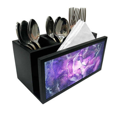 Cutlery Tissue Holder Napkin Stand -  Space Dark Purple Watercolor Nutcase