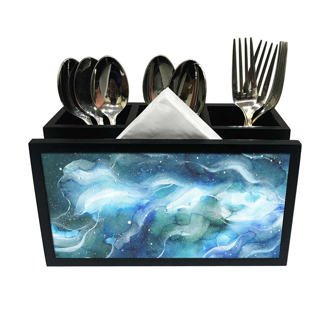 Cutlery Tissue Holder Napkin Stand -  Space Dark Blue Watercolor Nutcase