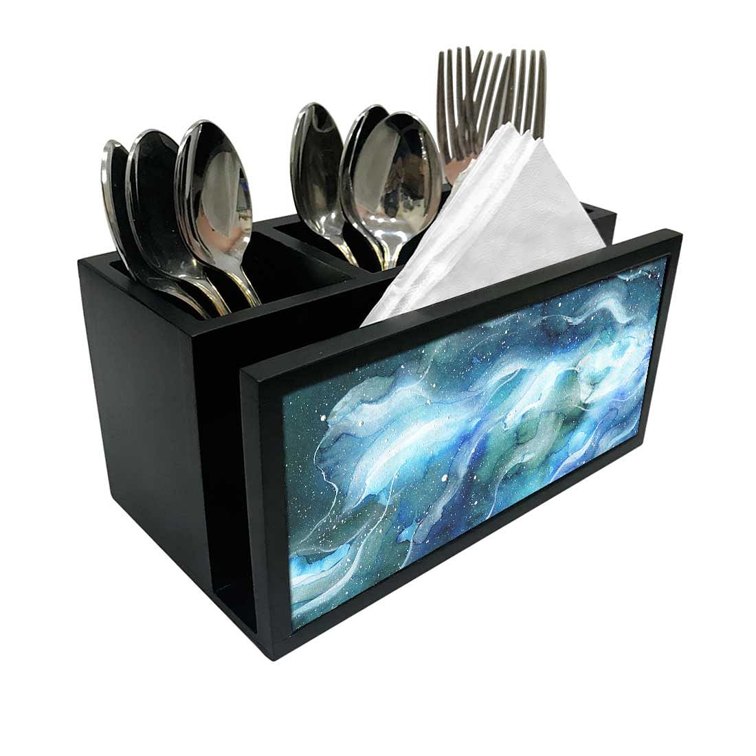 Cutlery Tissue Holder Napkin Stand -  Space Dark Blue Watercolor Nutcase