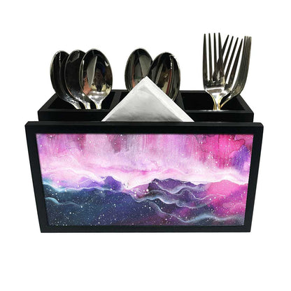 Cutlery Tissue Holder Napkin Stand -  Space Colorful Watercolor Nutcase