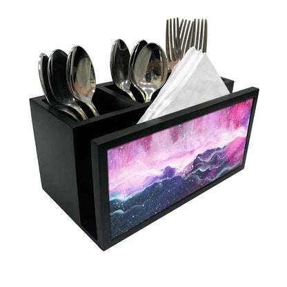 Cutlery Tissue Holder Napkin Stand -  Space Colorful Watercolor Nutcase