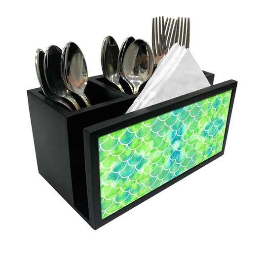 Cutlery Tissue Holder Napkin Stand -  Green Mermaid Watercolor Nutcase