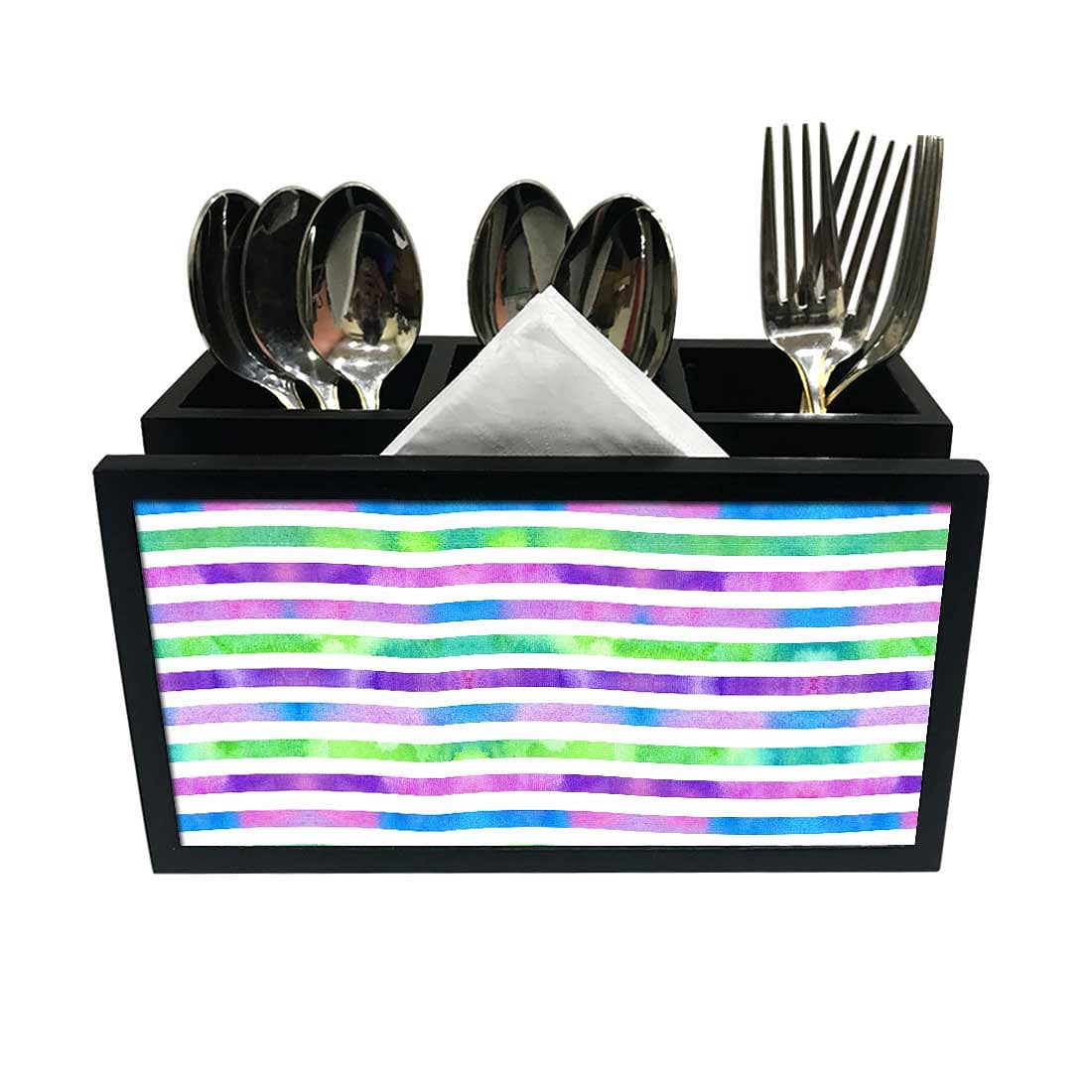 Cutlery Tissue Holder Napkin Stand -  Colorful Strips Nutcase