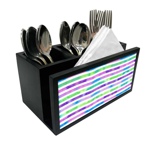 Cutlery Tissue Holder Napkin Stand -  Colorful Strips Nutcase