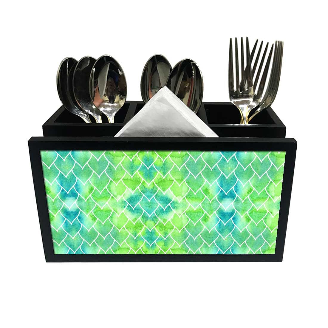 Cutlery Tissue Holder Napkin Stand -  Green Mermaid Watercolor Pattern Nutcase