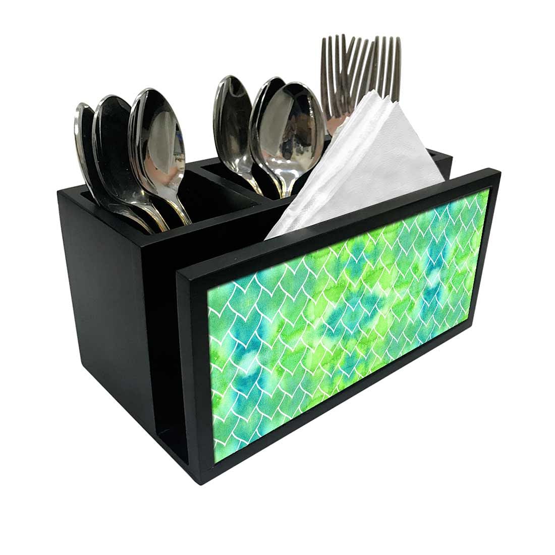 Cutlery Tissue Holder Napkin Stand -  Green Mermaid Watercolor Pattern Nutcase