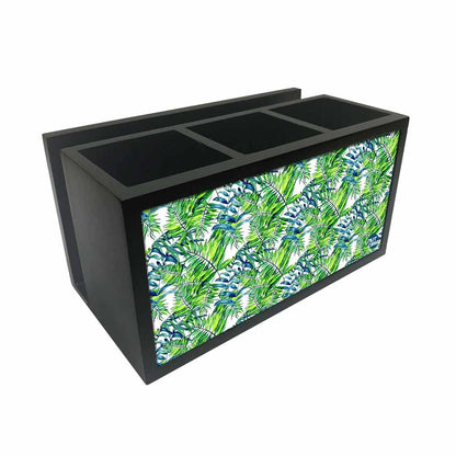 Cutlery Tissue Holder Napkin Stand -  Green Leaf Nutcase