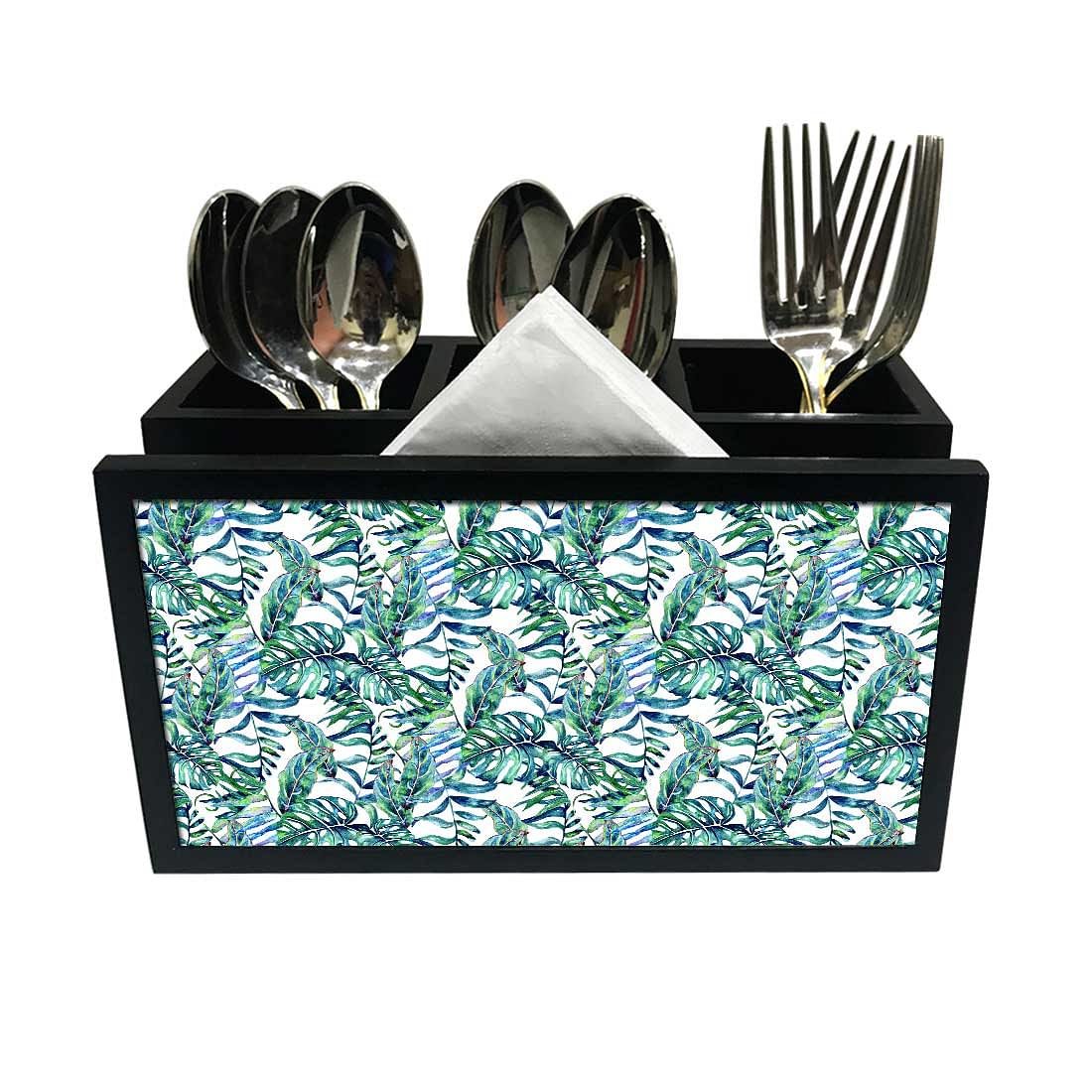 Cutlery Tissue Holder Napkin Stand -  Tropical Leaf Nutcase