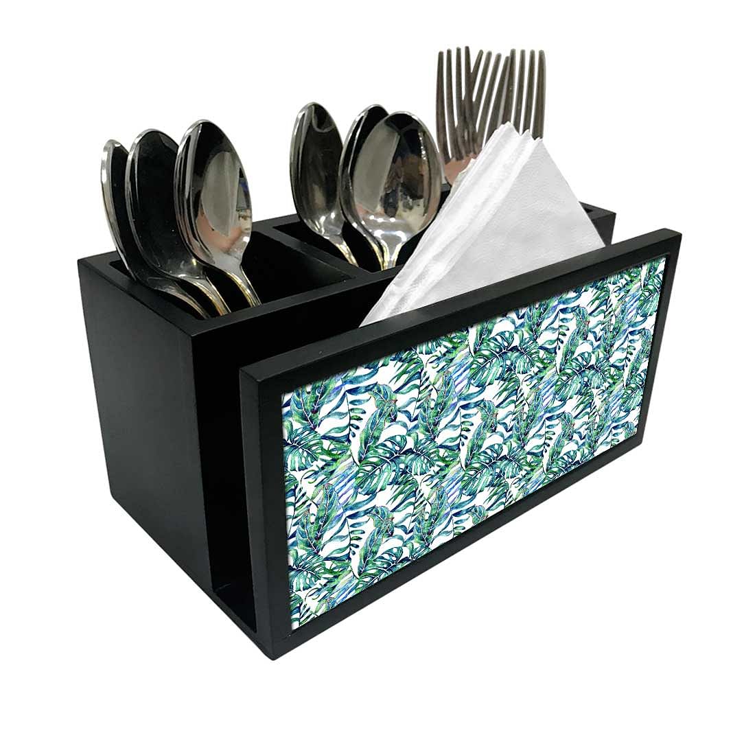 Cutlery Tissue Holder Napkin Stand -  Tropical Leaf Nutcase