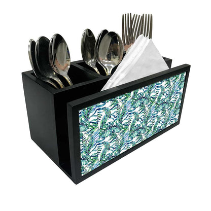 Cutlery Tissue Holder Napkin Stand -  Tropical Leaf Nutcase