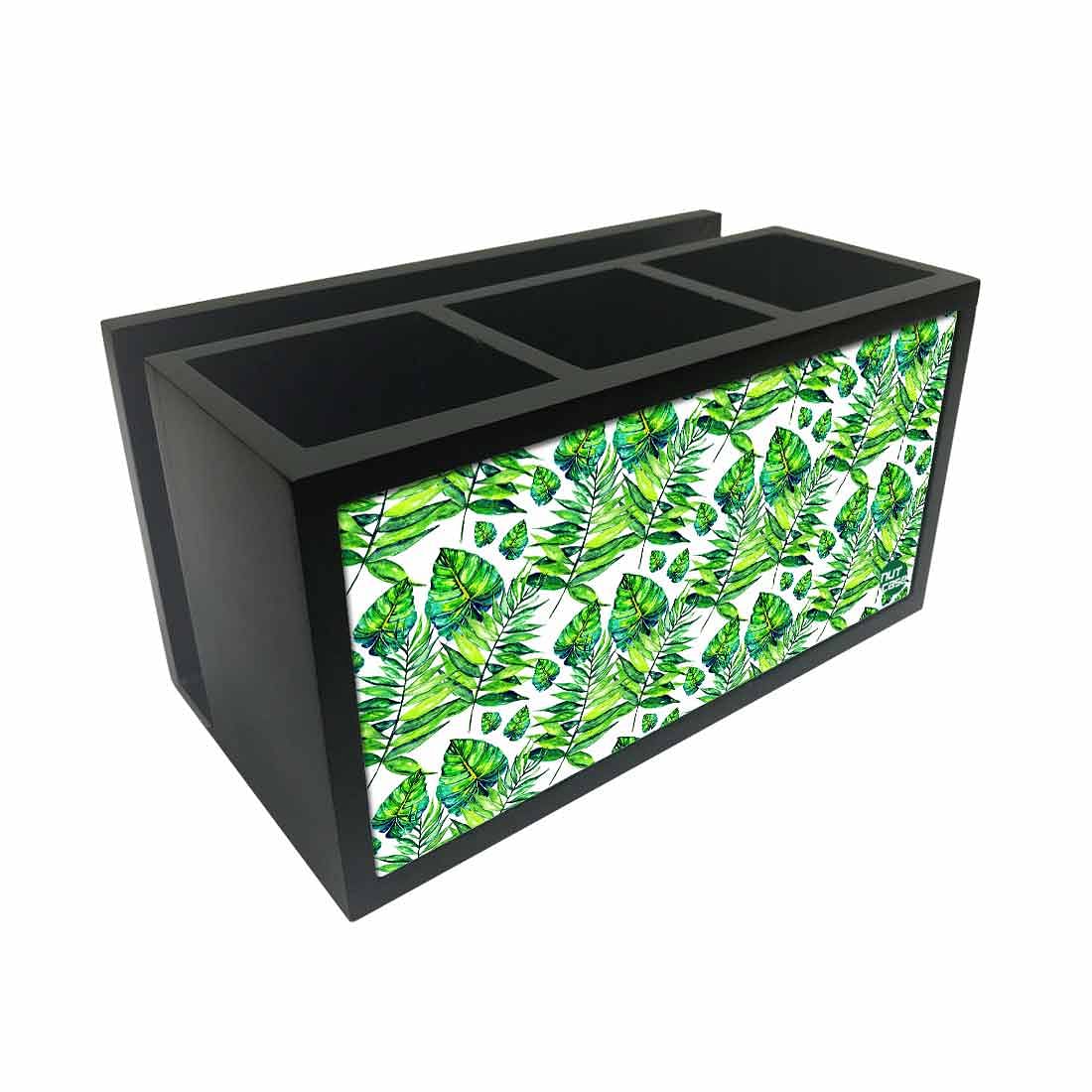 Cutlery Tissue Holder Napkin Stand -  Dark Green Tropical Leaf Nutcase