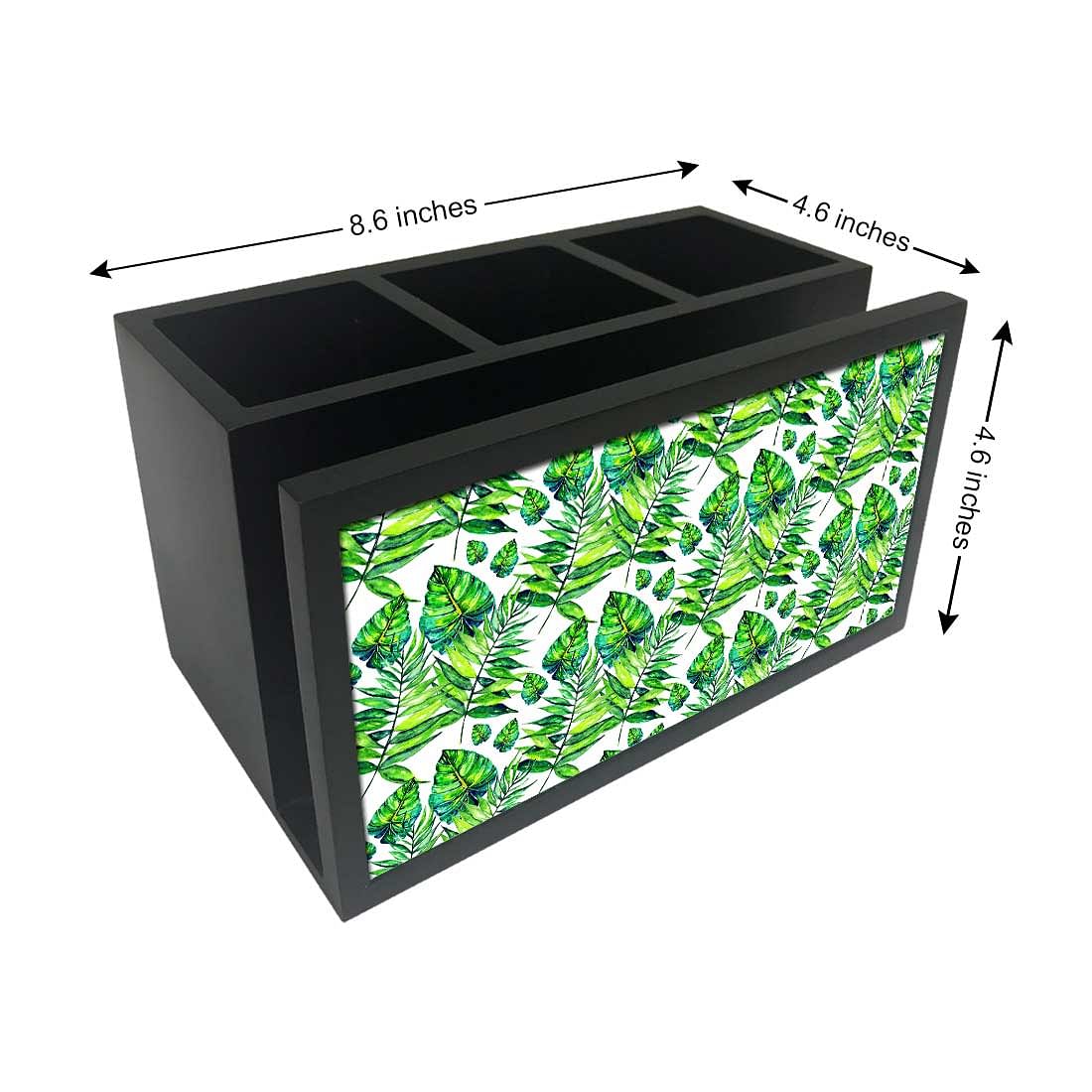 Cutlery Tissue Holder Napkin Stand -  Dark Green Tropical Leaf Nutcase