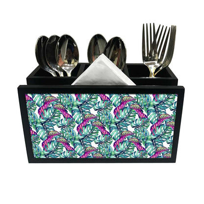 Cutlery Tissue Holder Napkin Stand -  Monstera Tropical Leaf Nutcase