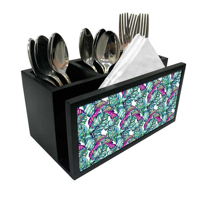 Cutlery Tissue Holder Napkin Stand -  Monstera Tropical Leaf Nutcase