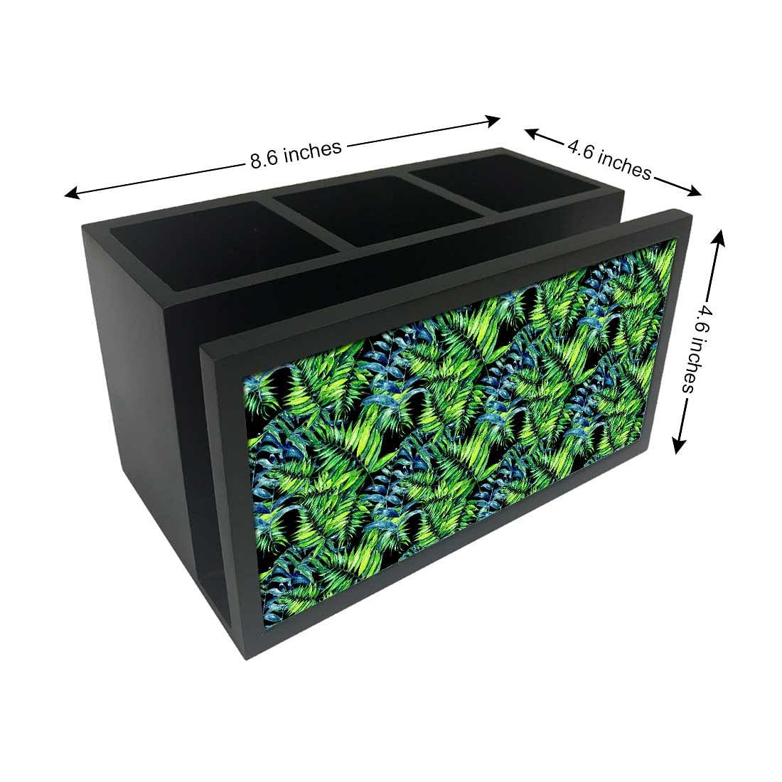 Cutlery Tissue Holder Napkin Stand -  Green Black Tropical Leaf Nutcase