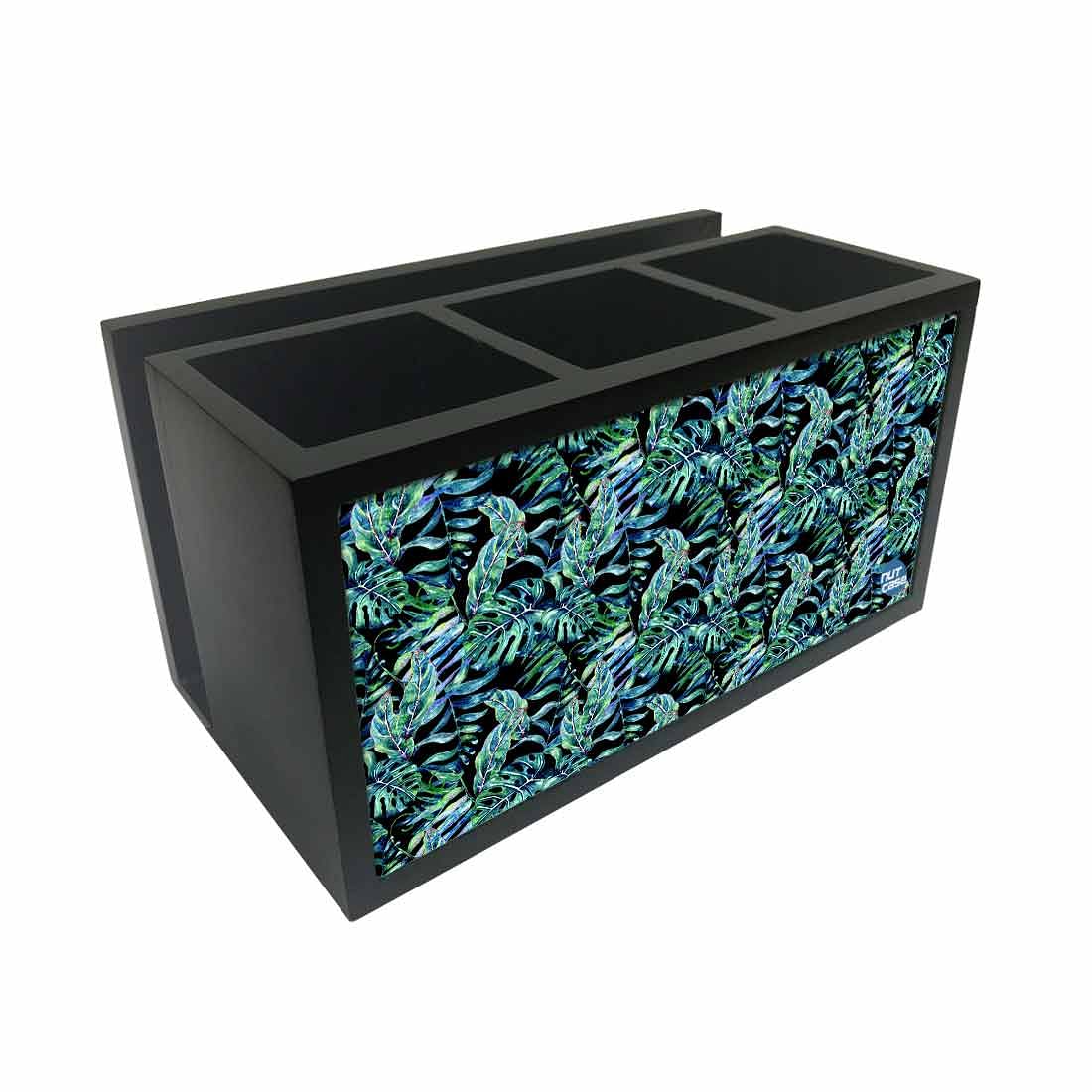 Cutlery Tissue Holder Napkin Stand -  Dark Green Tropical Leaf Nutcase