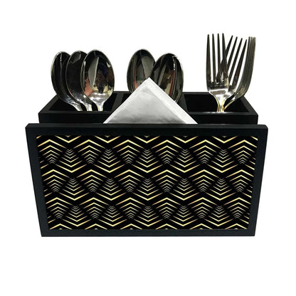 Cutlery Tissue Holder Napkin Stand -  Geometric Design Pattern Nutcase