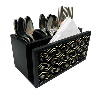 Cutlery Tissue Holder Napkin Stand -  Geometric Design Pattern Nutcase