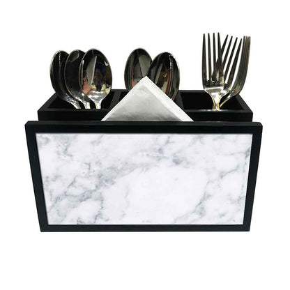 Cutlery Tissue Holder Napkin Stand -  White Marble Nutcase