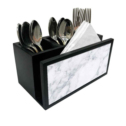 Cutlery Tissue Holder Napkin Stand -  White Marble Nutcase