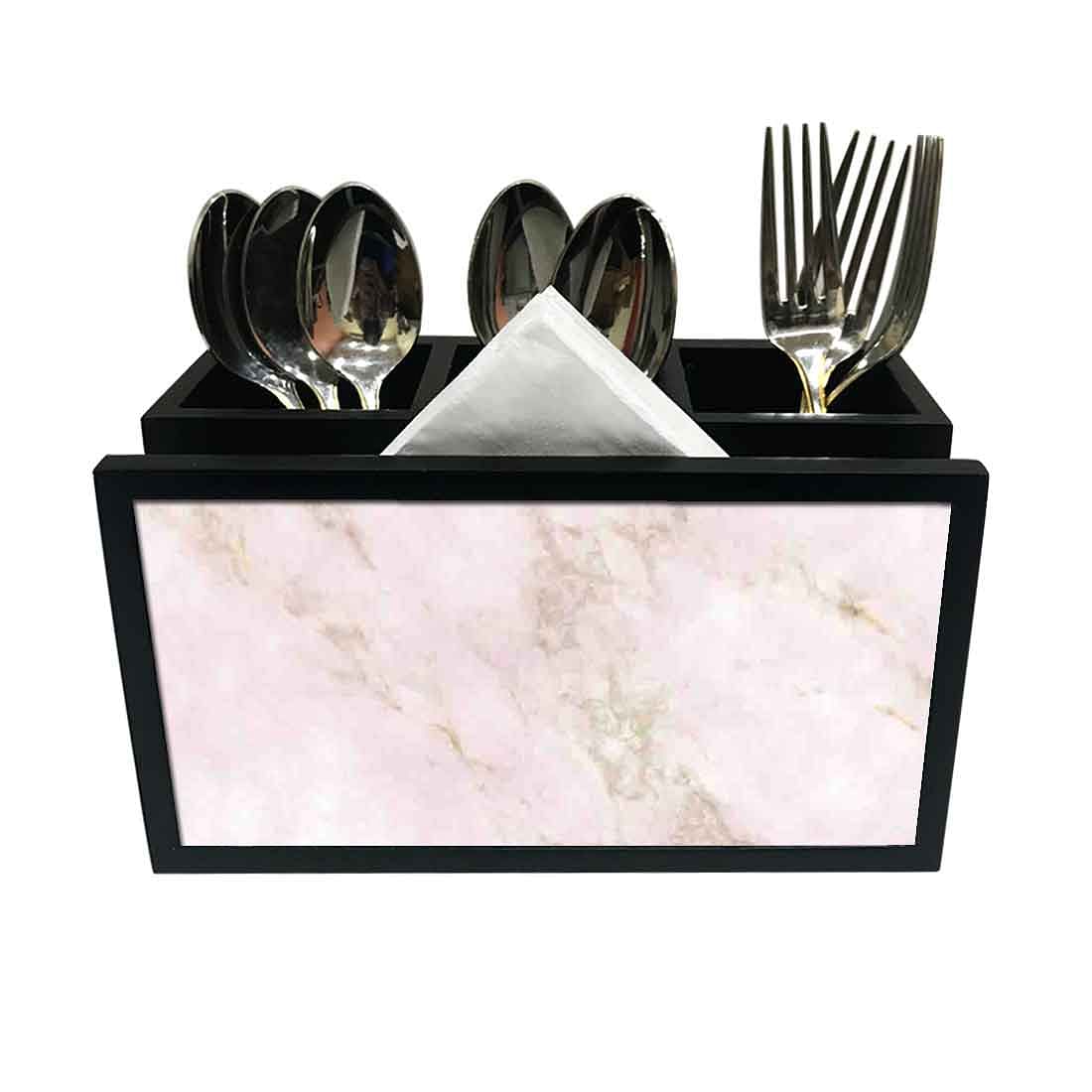 Cutlery Tissue Holder Napkin Stand -  Pink Marble Nutcase