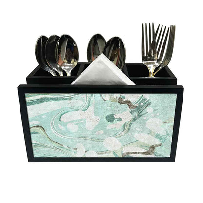 Cutlery Tissue Holder Napkin Stand -  Green Marble Nutcase