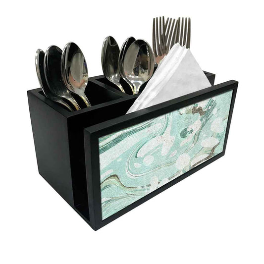 Cutlery Tissue Holder Napkin Stand -  Green Marble Nutcase