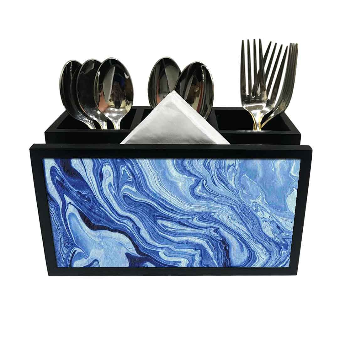 Cutlery Tissue Holder Napkin Stand -  Blue Marble Nutcase