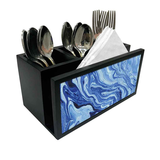 Cutlery Tissue Holder Napkin Stand -  Blue Marble Nutcase