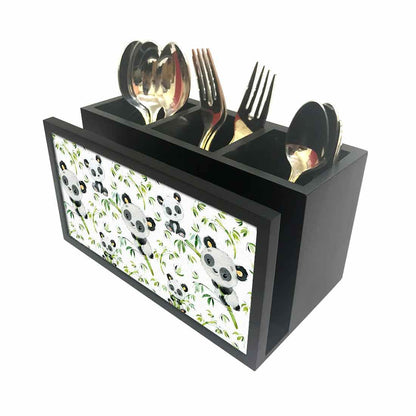 Nutcase Designer Cutlery Tissue Holder Stand Napkin Spoons Forks Knives Organizer - (Cutlery NOT Included) -Made in India - Cute Panda Nutcase