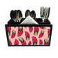 Cutlery Tissue Holder Napkin Stand -  Red Feathers Nutcase