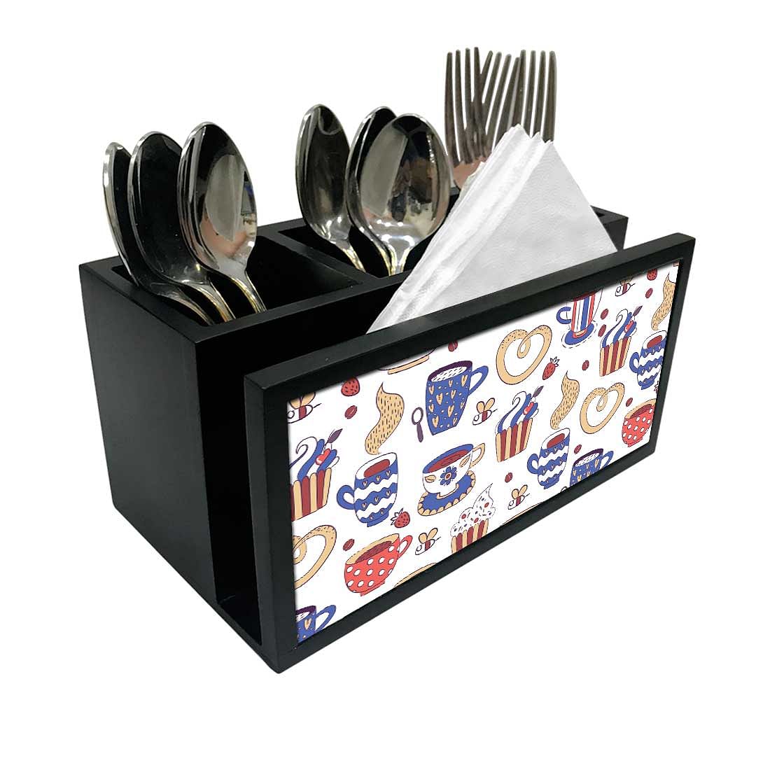 Cutlery Tissue Holder Napkin Stand -  Cup Cake and Tea Nutcase