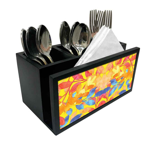 Cutlery Tissue Holder Napkin Stand -  Watercolor Leaf Nutcase