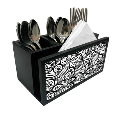 Cutlery Tissue Holder Napkin Stand -  Black and White Pattern Nutcase