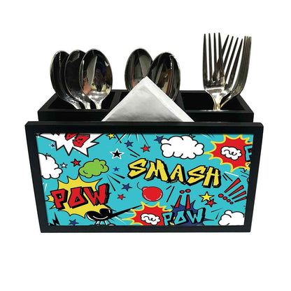 Cutlery Tissue Holder Napkin Stand -  Comic Pop Art Nutcase