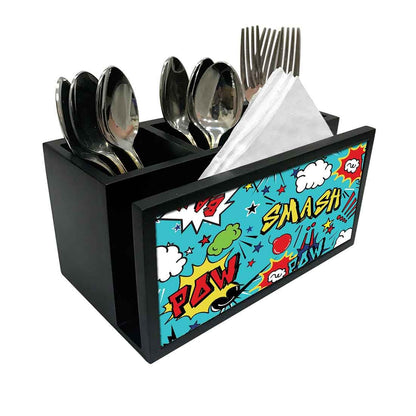 Cutlery Tissue Holder Napkin Stand -  Comic Pop Art Nutcase