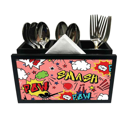 Cutlery Tissue Holder Napkin Stand -  Comic Pop Art Pin Nutcase